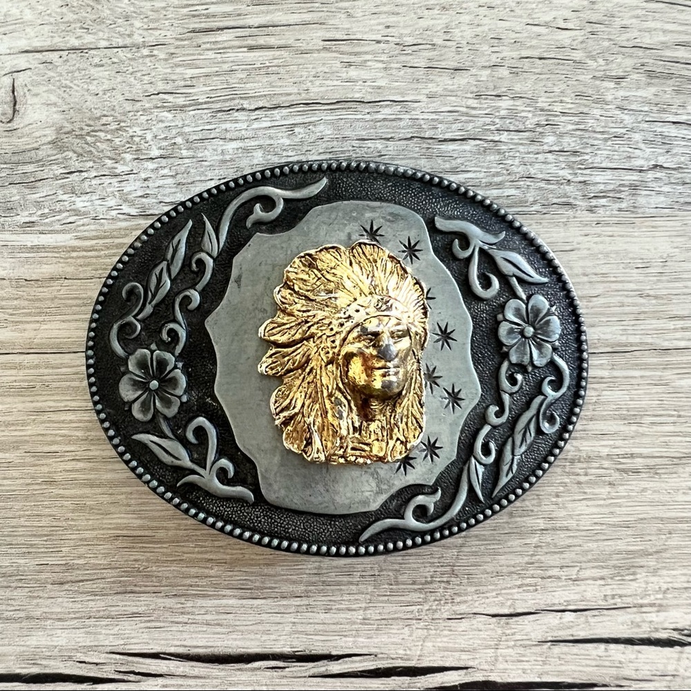 Vintage Belt Buckle Native American Gem